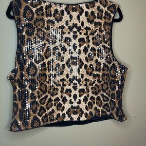 SHEIN Curve Leopard Vintage Sequin Tank Women’s 2XL